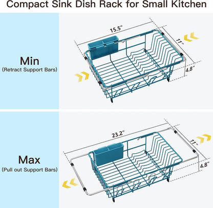 JASIWAY Dish Drying Rack in Sink, Dish Drainer with Cup and Utensil Holder