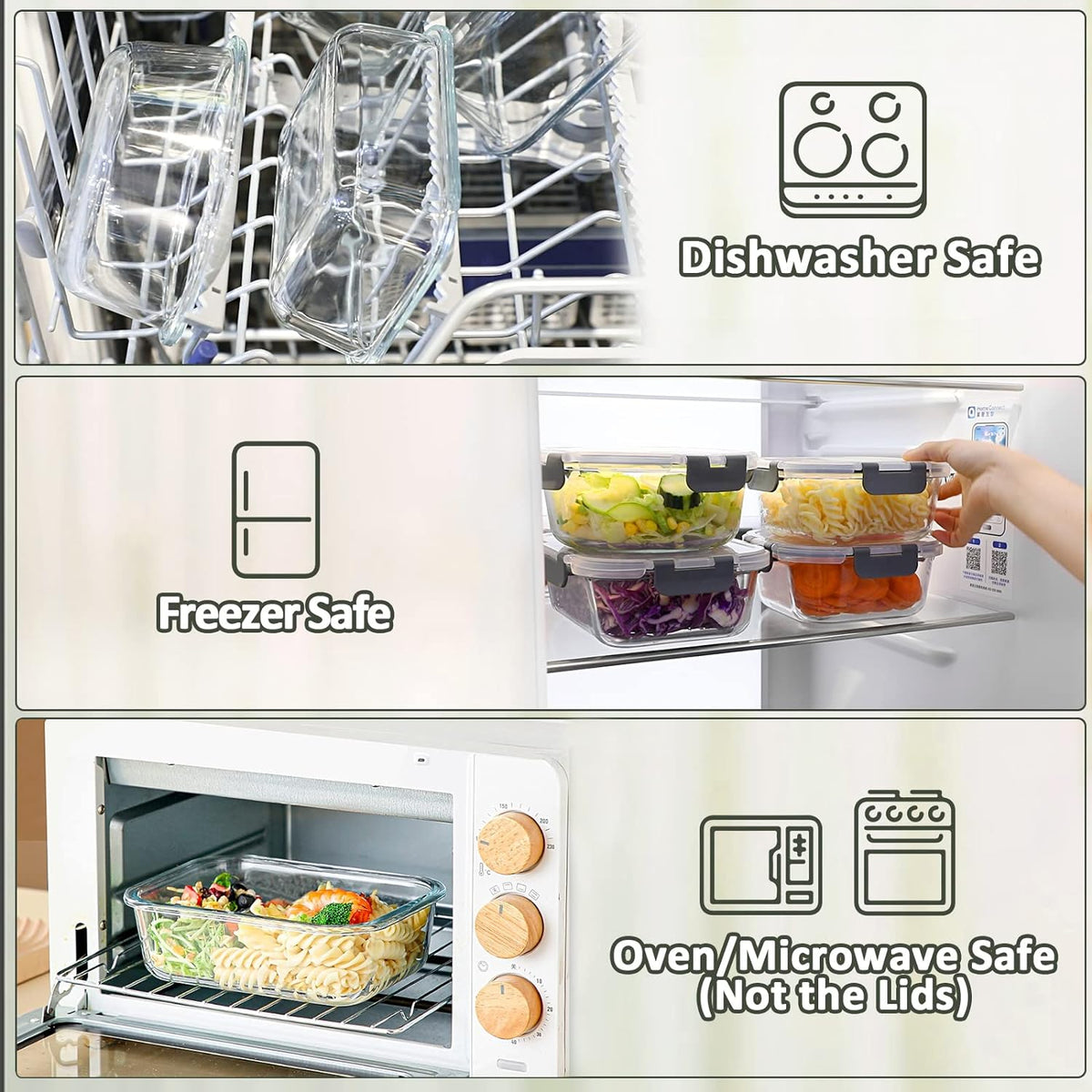 M MCIRCO [15-Pack,13 oz 1.5 Cup Glass Meal Prep Containers, Small Glass Food Storage Containers with Lids,Airtight Lunch Containers, Microwave, Oven, Freezer and Dishwasher Friendly, BPA-free