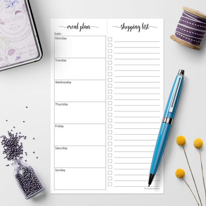 321done Magnetic Weekly Meal Plan Shopping Checklist Notepad - Tear-Off 50 Sheets, 5.5x8.5 - Undated, Sunday to Saturday To-Do List Planner, Schedule Weekly Desk Pad, Weekday Planning Notepad - Made in USA