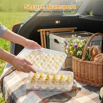 HANSGO Deviled Egg Containers with Lid, Plastic Egg Holder for 24 Eggs