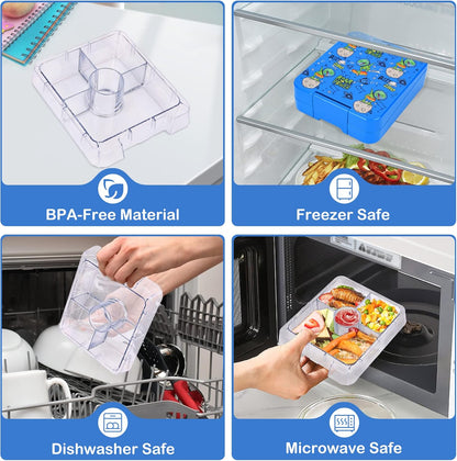 Pawtong Bento Lunch Box Set With 10oz Soup Thermo, Leak-proof Lunch Containers with 4 Compartment, Kids Hot Thermo Food Jar/Insulation Lunch Bag, Food Containers for School（Dinosaur）