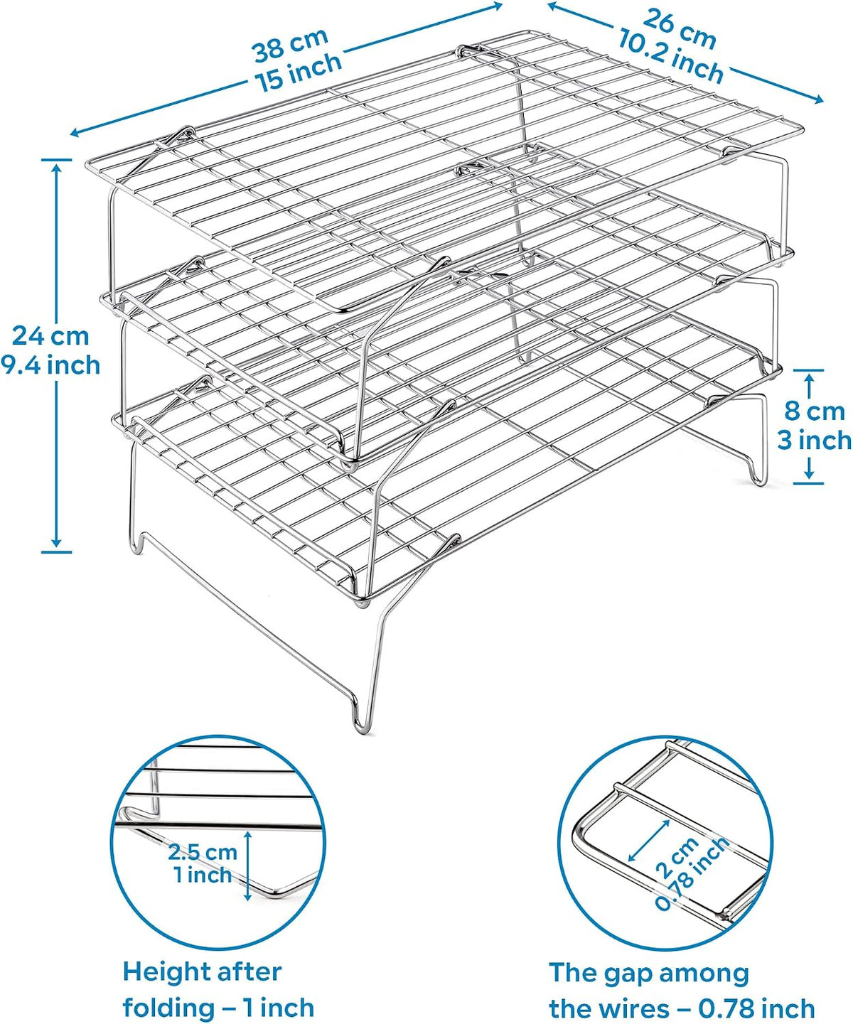 Leonyo 5-Tier 15x10IN Cookie Cooling Rack for Cooking Stackable Collapsible