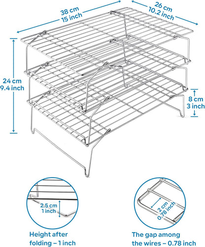 Leonyo 5-Tier 15x10IN Cookie Cooling Rack for Cooking Stackable Collapsible