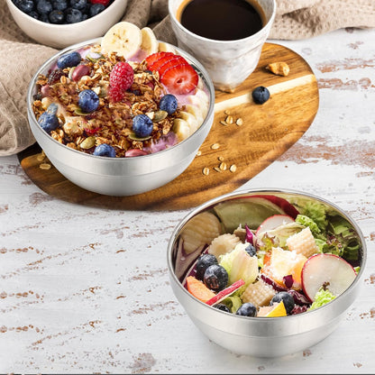 yarlung 10 Pack Stainless Steel Bowls 5 Inch Snacks Bowl, 15 Oz Soup Bowl Lightweight Salad Bowls Double-walled Metal Serving Dishes for Sauces, Rice, Noodle, Ice Cream