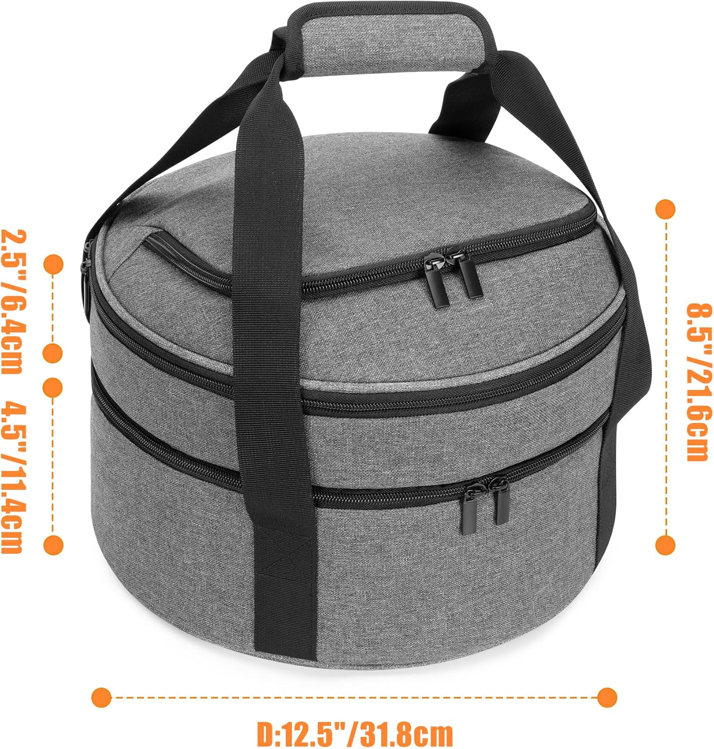 Trunab Insulated Round Casserole Carrier for Hot or Cold Food - Double Decker Pie Carrier for Picnics, Camping & Parties