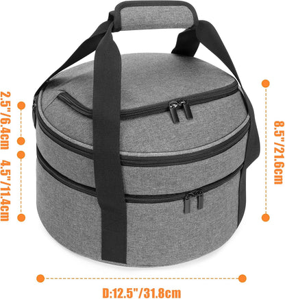 Trunab Insulated Round Casserole Carrier for Hot or Cold Food - Double Decker Pie Carrier for Picnics, Camping & Parties