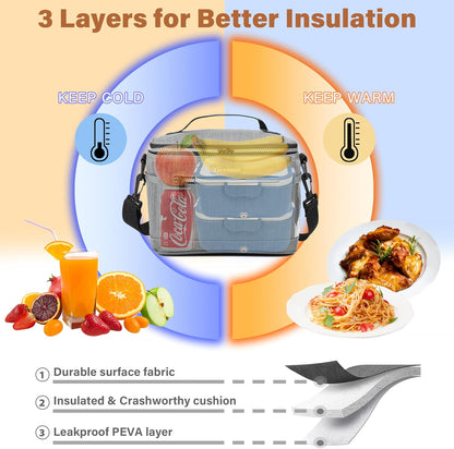 Tirrinia Insulated Lunch Box for Men/Women, Leakproof Lunch Bag for School Work, Large Lunch Tote Kids Boys Girls Student Back to School, Soft Cooler Office Picnic Beach Camping for Adults, Charcoal
