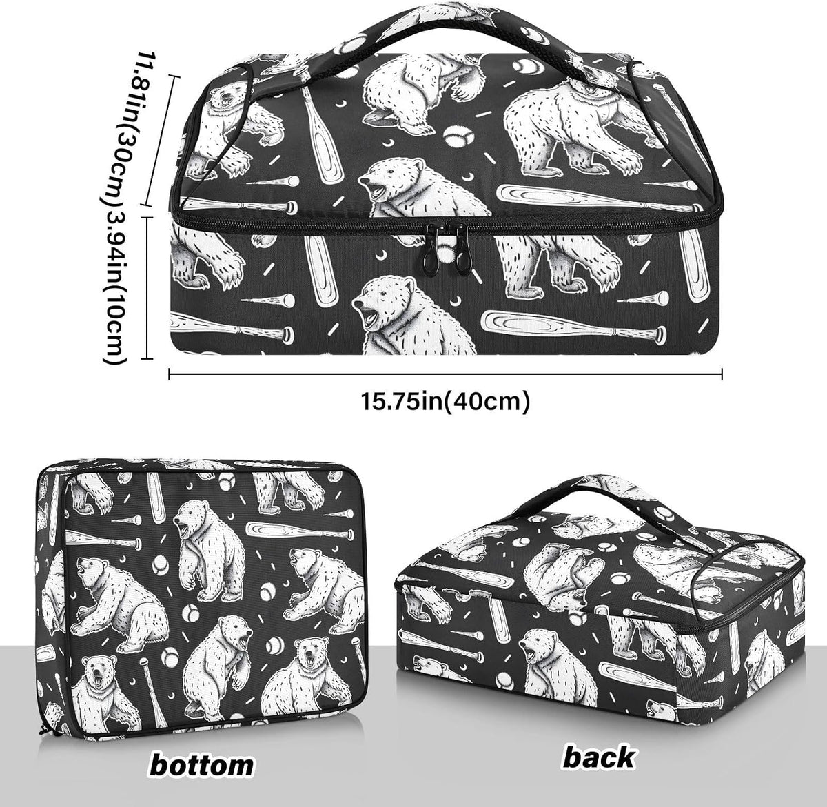 Casserole Carrier Insulated Yellow Lemon Blue Bows Dish 9x13 with Lid Party Travel Warmer Bag for Hot or Cold Food Lasagna Pizza Holder Tote - Colors B