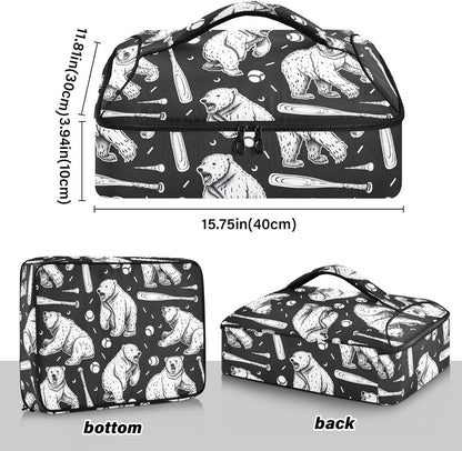 Casserole Carrier Insulated Yellow Lemon Blue Bows Dish 9x13 with Lid Party Travel Warmer Bag for Hot or Cold Food Lasagna Pizza Holder Tote - Colors B