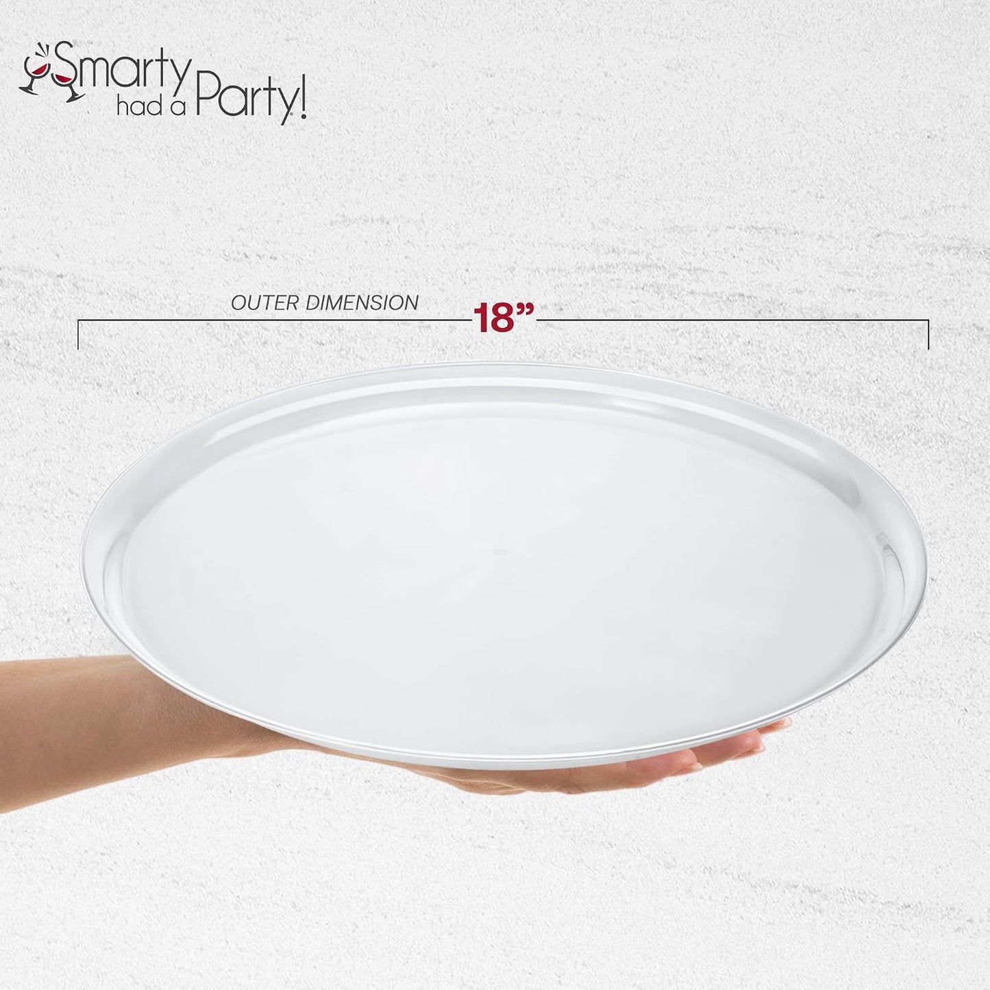 Smarty Had A Party 12 Inch Black Round Plastic Serving Tray – Heavy-Duty Party Platters & Catering Trays, Reusable or Disposable Plastic Trays for Serving Food, Elegant Party Tray Set of 25