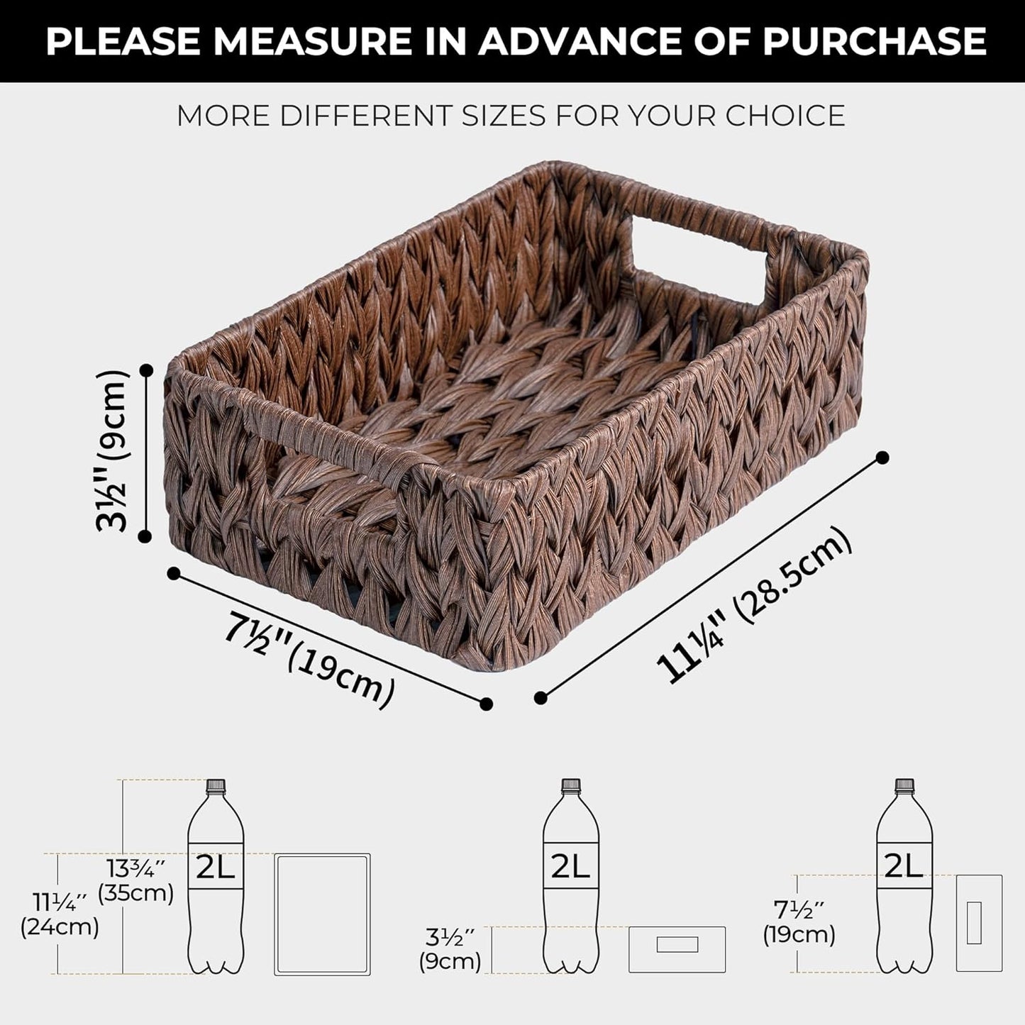 GRANNY SAYS Wicker Storage Baskets for Shelves, Water Hyacinth Basket with Scalloped Edge, Storage Wicker Baskets for Pantry, Large, 2-Pack