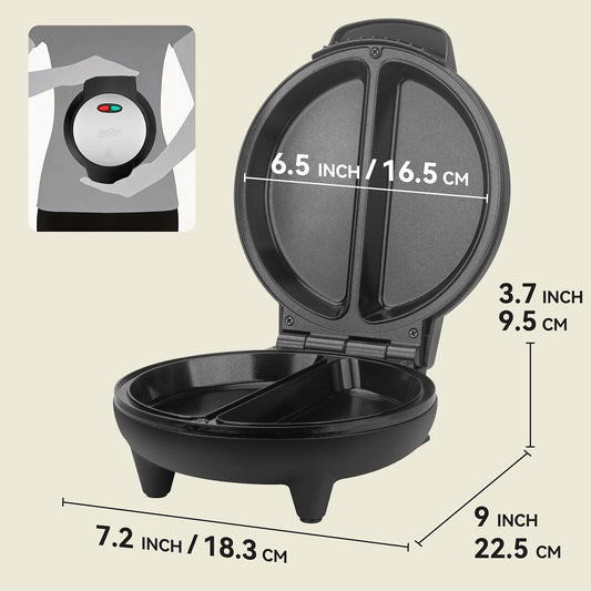 AshGlen Dual-zone Omelette Maker Electric, Omelette Pan for 2 Individual 6.5” Omelets & Egg Frittata, Ceramic Coating omlet maker electric Nonstick, Breakfast omelet Maker, Graphite
