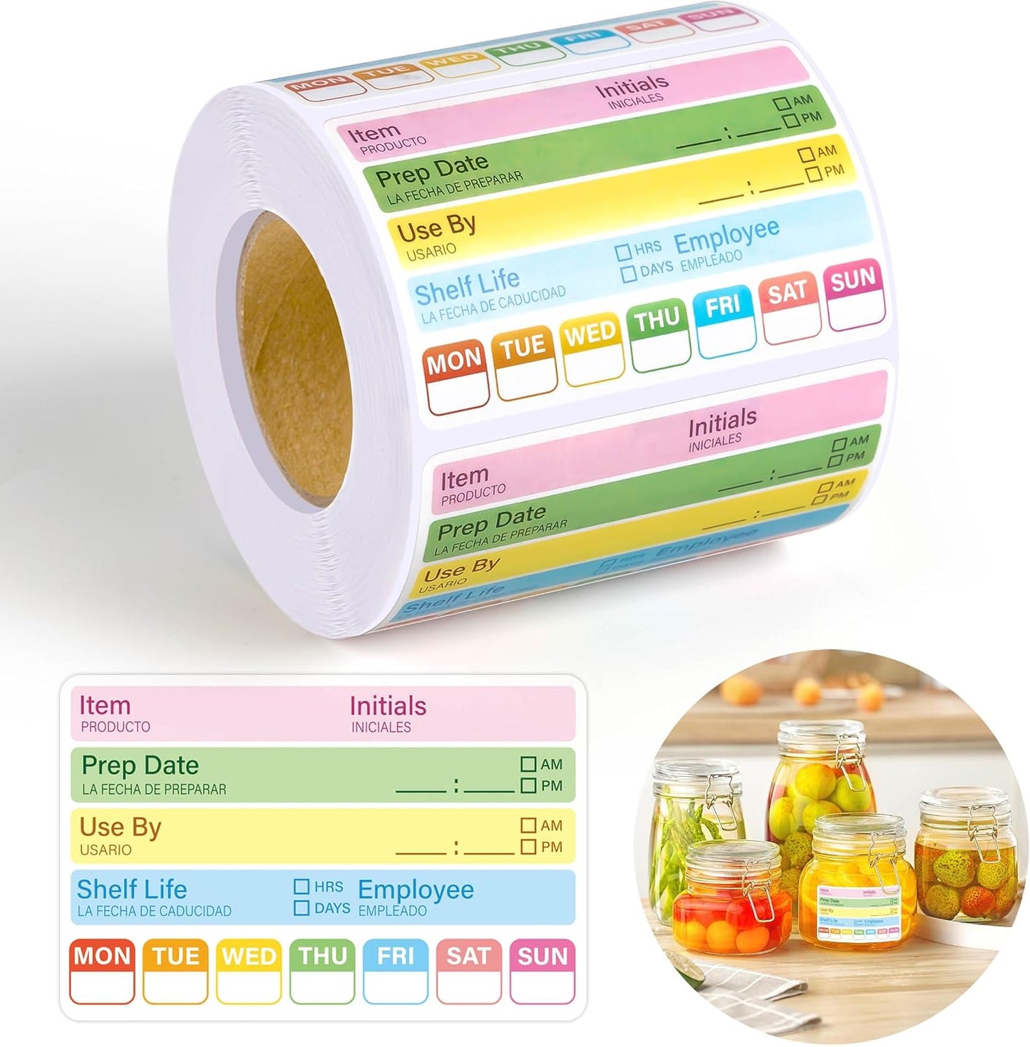 480Pcs Food Rotation Labels for Restaurant Self-Adhesive Removable Expiration Date Stickers for Reusable Containers Kitchen Supplies 3 X 2inch