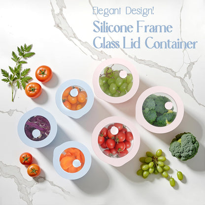 Urban Green Glass Food Container Set with Glass Lid, 5 Pack, Meal Prep Containers with Silicone Framed Airtight Lid, Leakproof, 100% Plastic Free