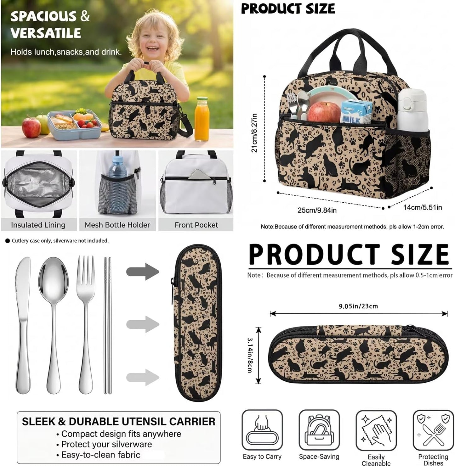 Highland Cow Backpack with Lunch Box Set for Kids Sunflower School Backpack for Girls Boys Back to School Bag Student Travel Backpacks Reusable Utensils Pen Case Water Bottle Bag 5PCS