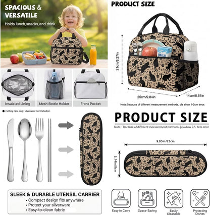 Highland Cow Backpack with Lunch Box Set for Kids Sunflower School Backpack for Girls Boys Back to School Bag Student Travel Backpacks Reusable Utensils Pen Case Water Bottle Bag 5PCS