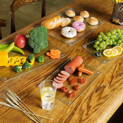 Murrey Home Glass Cutting Board Set for Kitchen Counter, Tempered Glass Chopping Boards Dishwasher Safe, Small Clear Countertop Tray, 16"x12"x2PC