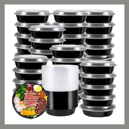 Meal Prep Containers Round [10 Set] x [16 oz] with Lids, 1 compartment, Stackable, Reusable, Leakproof, Food Safe, Microwave, Freezer & Dishwasher Safe for Food Prep Storage (10 Set, 16 oz)
