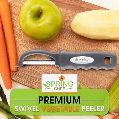 Spring Chef Premium Swivel Vegetable Peeler, Soft Grip Handle and Ultra Sharp Stainless Steel Blades - Perfect Kitchen Peeler For Veggie, Fruit, Potato, Carrot, Apple - Mango