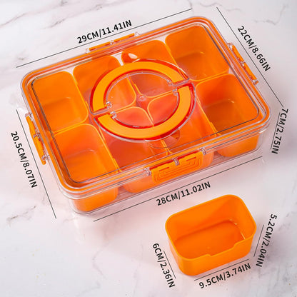 WACOI Divided Snack Serving Tray with Lid and Handle travel Snackle Box Charcuterie Container Portable Storage Organizer for Candy, Fruits, Nuts, Snacks 1Pack White