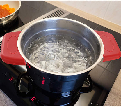 Boao 8 PCS Silicone Hot Handle Holders and Pot Holders Cover Removable Rubber Hot Resistant Pot Holder Sleeves Lid Covers for Cast Iron Skillets Metal Frying Pans Aluminum Cookware Handles
