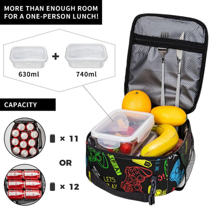 Black Cat Reusable Lunch Box Food Bag Insulated Lunch Bag for Teenage Boys Girls School Beach