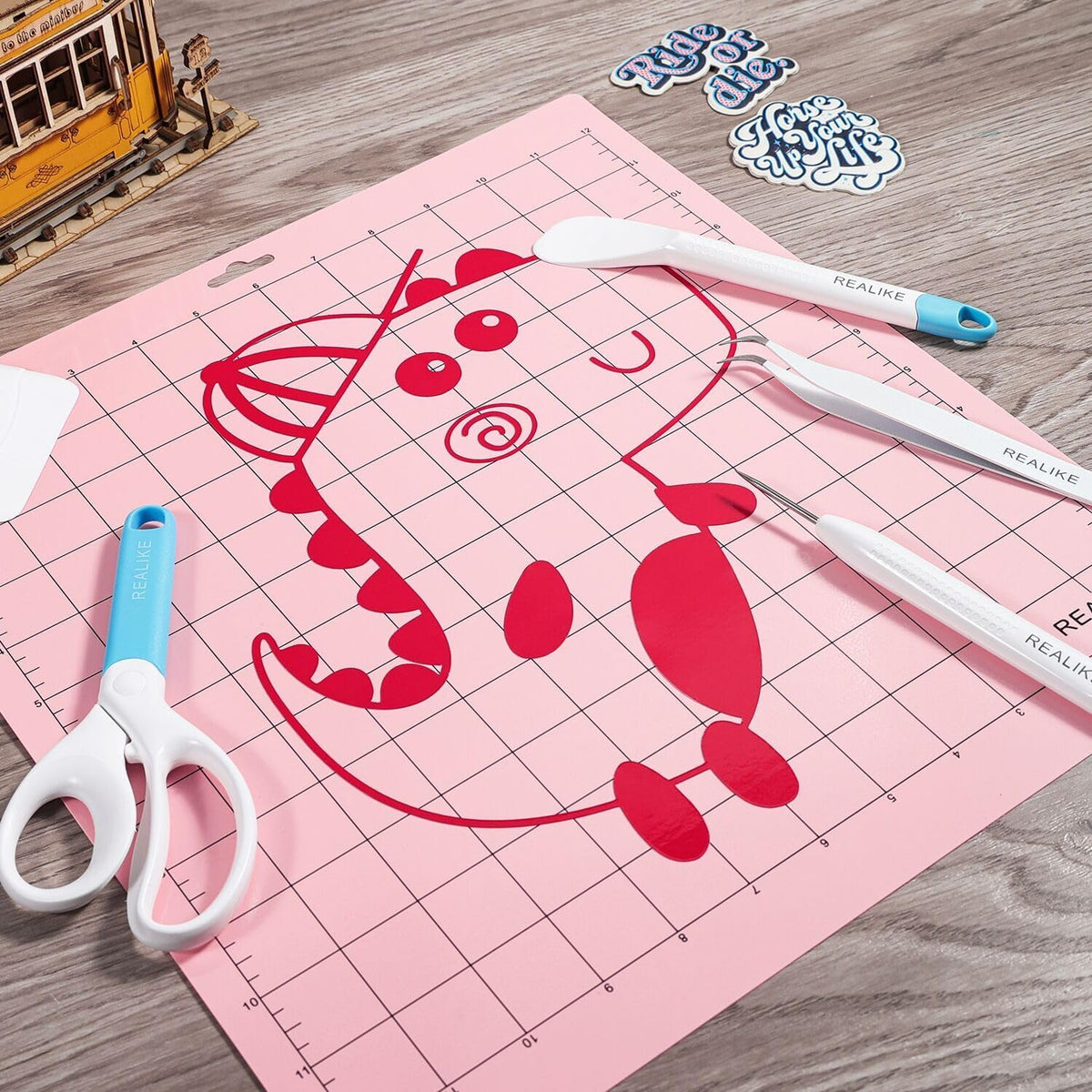 REALIKE 12x12 Light Cutting Mat Compatible with Cricut Maker 3/Maker 4/Maker/Explore 3/4/Air 2/Air/One(3 Mats), Gridded Adhesive Non-Slip Cut Mat for Crafts, Quilting, Sewing and All Arts