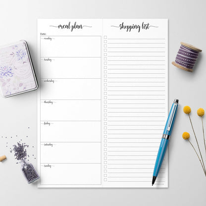321done Magnetic Weekly Meal Plan Shopping Checklist Notepad - Tear-Off 50 Sheets, 5.5x8.5 - Undated, Sunday to Saturday To-Do List Planner, Schedule Weekly Desk Pad, Weekday Planning Notepad - Made in USA
