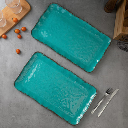 LEHAHA Grilling Prep and Serve Trays, BBQ Serving Platter, Melamine Serving Trays for Food, Set of 2, Great Gift for Father's Day, BBQ Lovers, Prefect for Chrismas Festival and Everyday use.