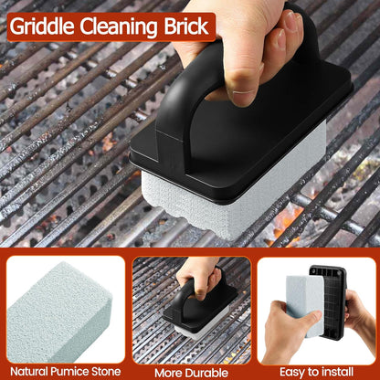 Heavy Duty Griddle Cleaning Brick with Handle, Grill Cleaner for Cleaning Flat top, Pumice Griddle Cleaning Stone Removing Stains for BBQ, Swimming Pool, Sink (5 Pack)