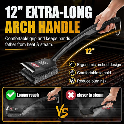 GRILLART Grill Brush Bristle Free, SteamWizards [Safe & Efficient] Grill Cleaner Brush for All Grill Grates, Replaceable Pad BBQ Grill Brush for Outdoor Grill, Grill Accessories, Gifts for Men/Dad