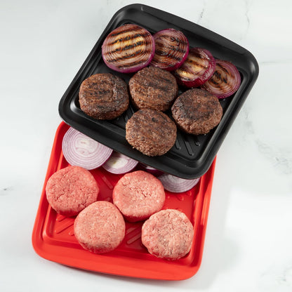 Cuisinart CPK-210 Grilling Prep and Serve Trays, Black and Red Large 18” x 14.5”