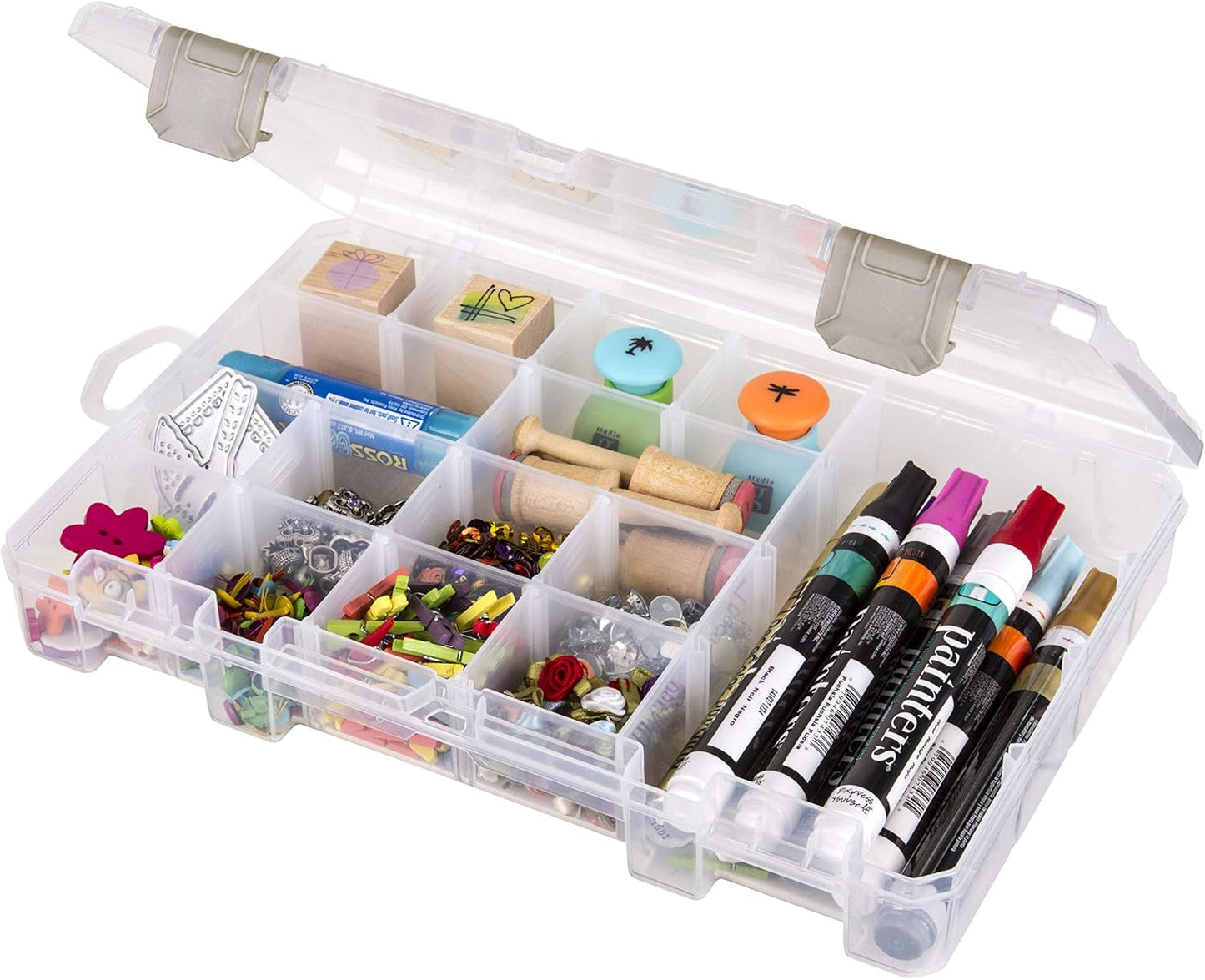 ArtBin Large Solutions Box Clear Art & Craft Organizer with Dividers - Plastic Storage Case for Convenient and Versatile Storage - Ideal for Various Craft Supplies