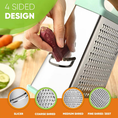 Spring Chef Stainless Steel XL Cheese Grater for Kitchen, Green