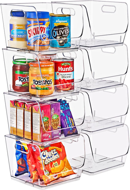 Sorbus Stackable Storage Bins Open Front - Clear Stackable Storage Bins - Pantry Bins for Storage and Organization - Acrylic Stackable Bins for Kitchen - Clear Pantry Organizer Bins (Medium 2 Pack)