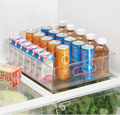 iDesign Divided Pantry Bin with Handles for Pantry, Refrigerator, or Freezer - Set of 3 - Clear