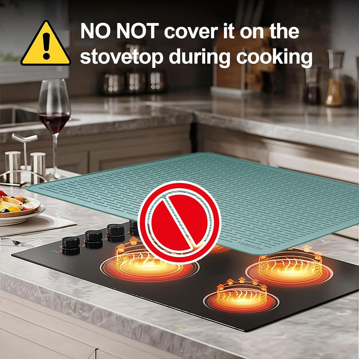 YUHFERA Stove Top Cover for Electric Stove - Silicone Stove Mat for Glass Top, Glass Cooktop Protector For Kitchen,Multi-functional Oven Covers for Electric Stove (Black,28 x 20)