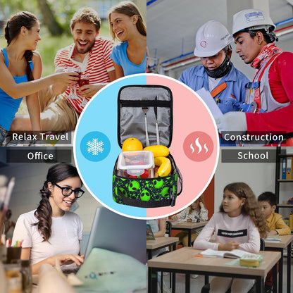 Dinosaur Volcano Insulated Lunch Bag for Women & Men, Reusable Leak-Proof Lunch Box with Cooler Compartment, Lunch Tote for Adults Work Travel Picnic Durable & Washable