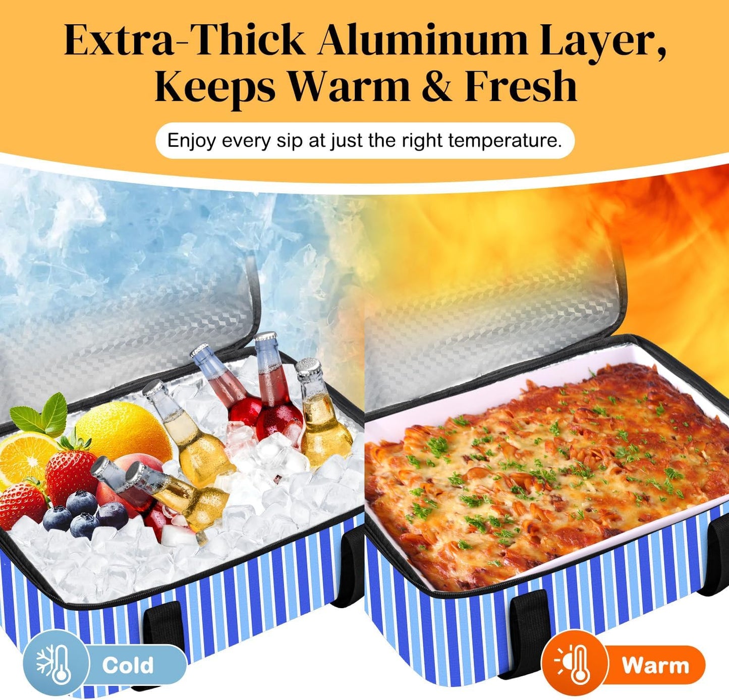 Coobiiya Insulated Casserole Carrier,Lasagna Lugger Tote Keeps Food Hot or Cold,Thermal Lunch Bag Warmer & Cooler Carrier Bag,Portable Tote Bag Fits 9" x 13" Baking Dish for Picnic and Cookout