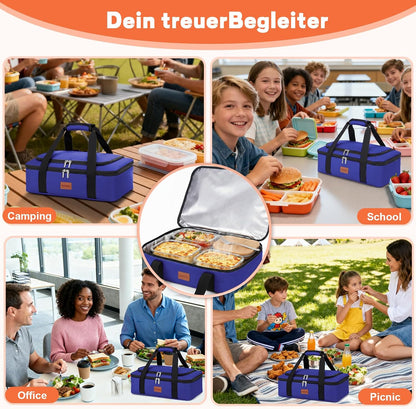 Insulated Casserole Carrier, Double Decker Food Carriers for Hot or Cold Food, Portable Leakproof Thermal Bag for Travel/Potluck Parties/Picnic/Cookouts (Red)