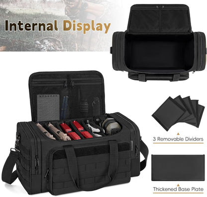 Tactical Pistol Range Bag, Gun Range Bag for Handguns, Shooting Duffle Range Pistol Bag with 6X Magazine Slots, Extra Pockets for Ammo and Essentials