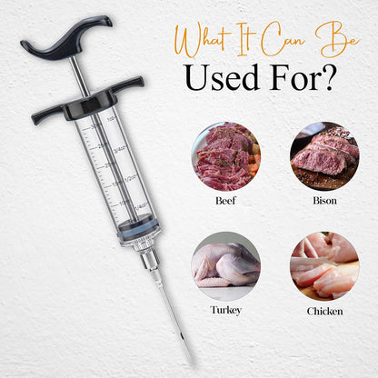 Alpine Cuisine BBQ Injector 6.3-Inch - Perfectly Marinate Your Meat with the Stainless Steel Injector Meat - Inject Sauces, Brines, & Marinades for a Juicy and Flavorful BBQ - Durable & Easy to Use