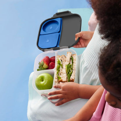 b.box Mini Lunch Box 2-Pack, Leak Proof Bento Box for Kids, 3 Compartment Snack Containers Ages 3+, Lunchbox for Daycare + School, Dishwasher Safe, BPA-Free, PFAS-Free, 4.25 Cup - Blue + Green