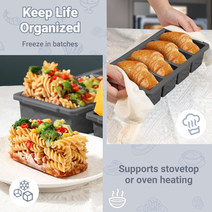 Doasuwish Silicone Freezer Molds for Soup with Lid – 1-Cup Soup Container Style Ice Cube Trays for Freezer, Meal Prep & Food Storage, Freeze 250mL/125mL Portions – 2 Pack
