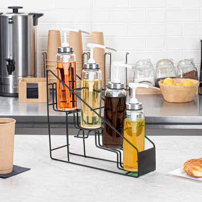 RW Base Black Iron Horizontal Portion Cup / Lid Organizer - 3 Section - 8 1/4" x 3" x 6" - 1 count box