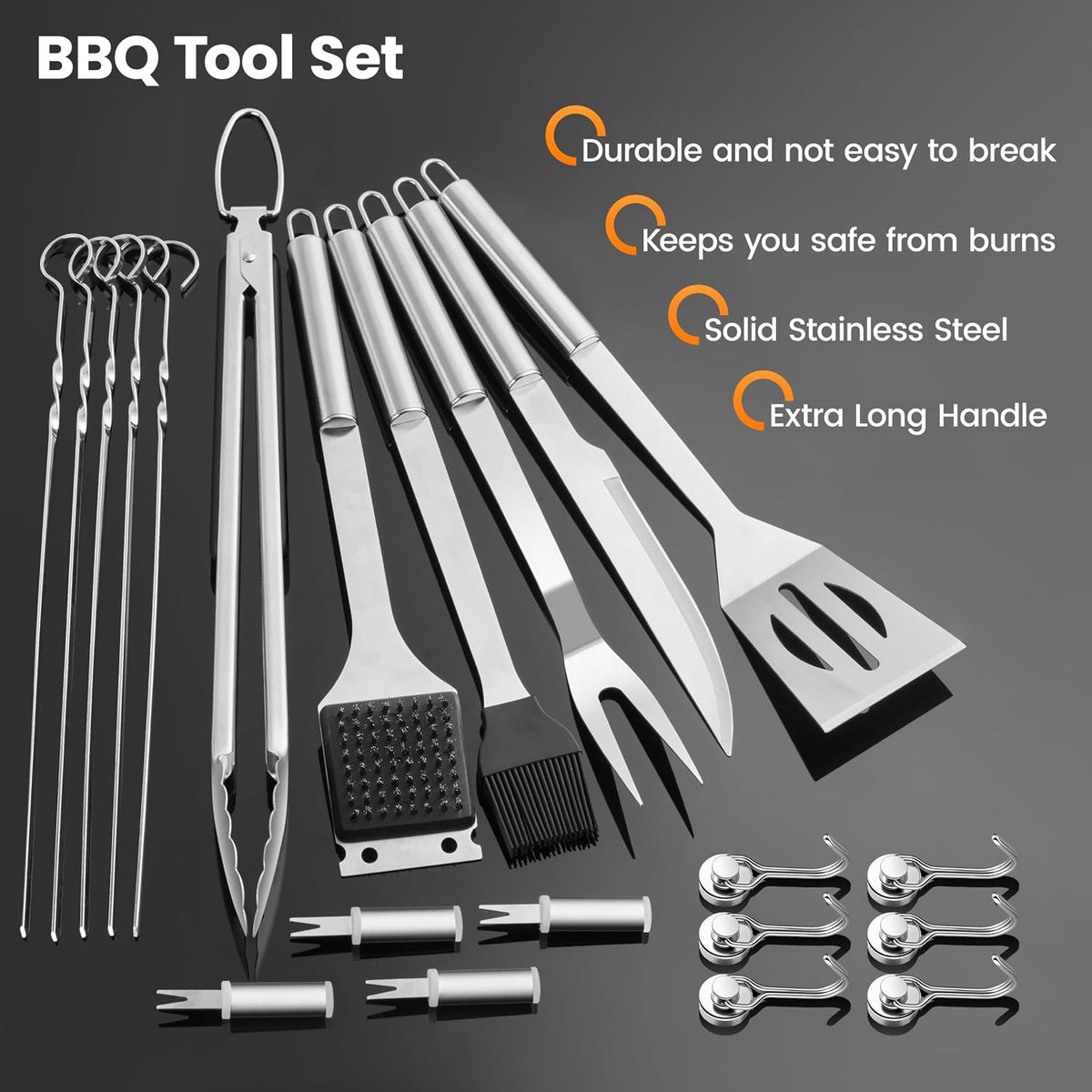 11 Pcs Grill Tools Set,BBQ ＆ Grilling Accessories Outdoor Barbecue Utensils