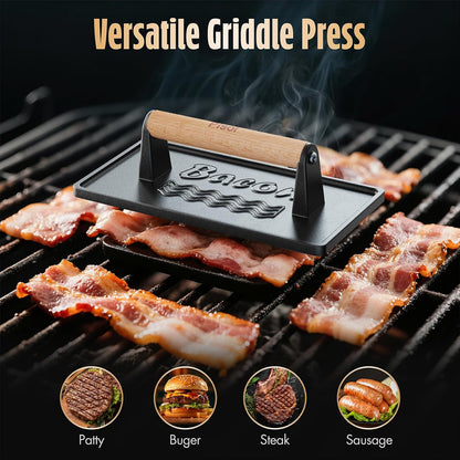 Pisol Cast Iron Smash Burger Press, Steak Weight Bacon Meat Press Tool