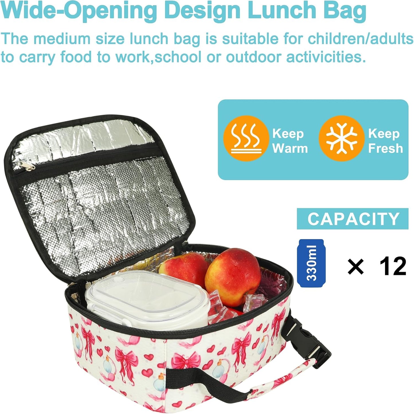 esouler Lunch Box Kids Insulated Lunch Bag for Boys & Girls Durable Children Lunchbox for School with Water Bottle Holder-Black