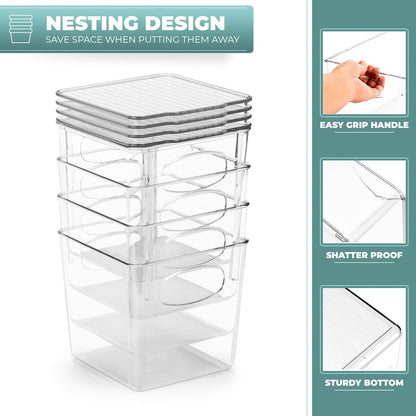 Sorbus 8-Pack Small Clear Plastic Storage Bins – Organizers for Kitchen, Pantry, Fridge, Cabinet & Refrigerator