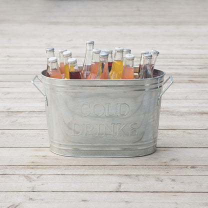Twine Cheers Beverage Tub, Galvanized Tubs for Entertaining, Drink Buckets for Parties, Large Ice Tub and Gift Basket, Beer Buckets, Cream, 6.3 Gallons Set of 1